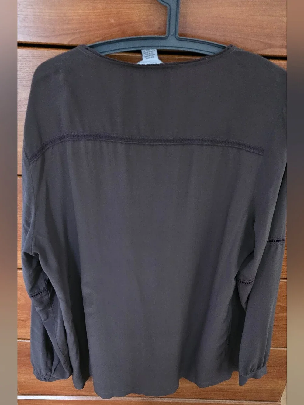 Soft Surroundings Dark Brown V-Neck Button Front Blouse